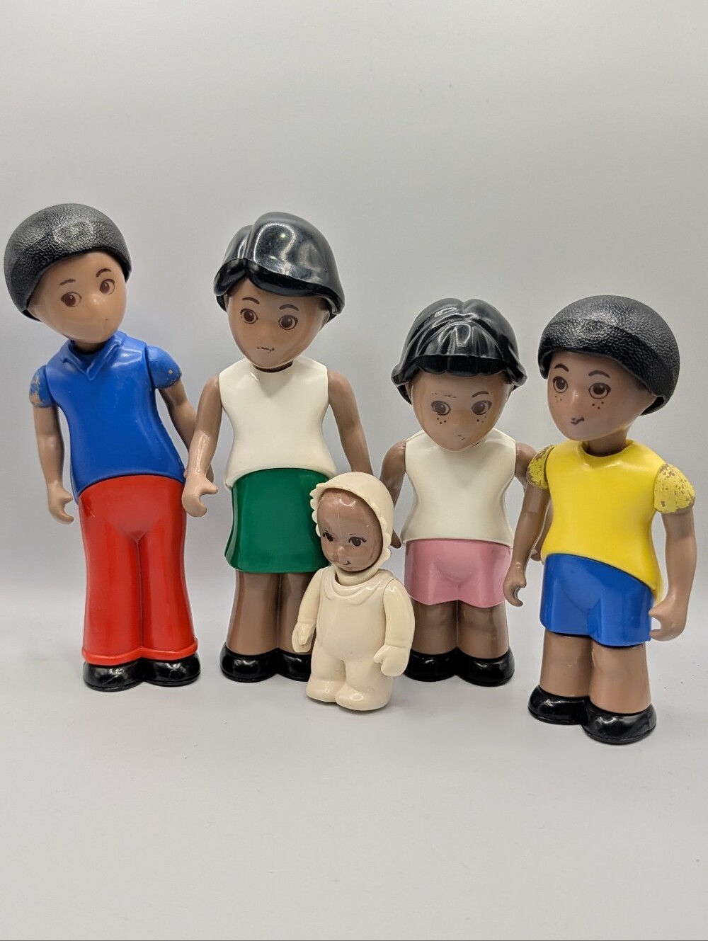 Vintage Little Tikes Five-Piece Kids Doll Figure Set African American Family